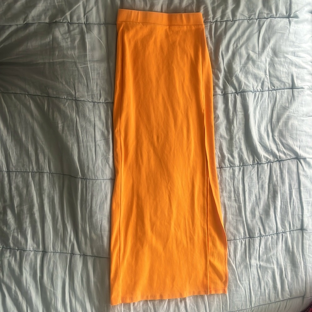 TIGER MIST ORANGE MAXI SLIT SKIRT